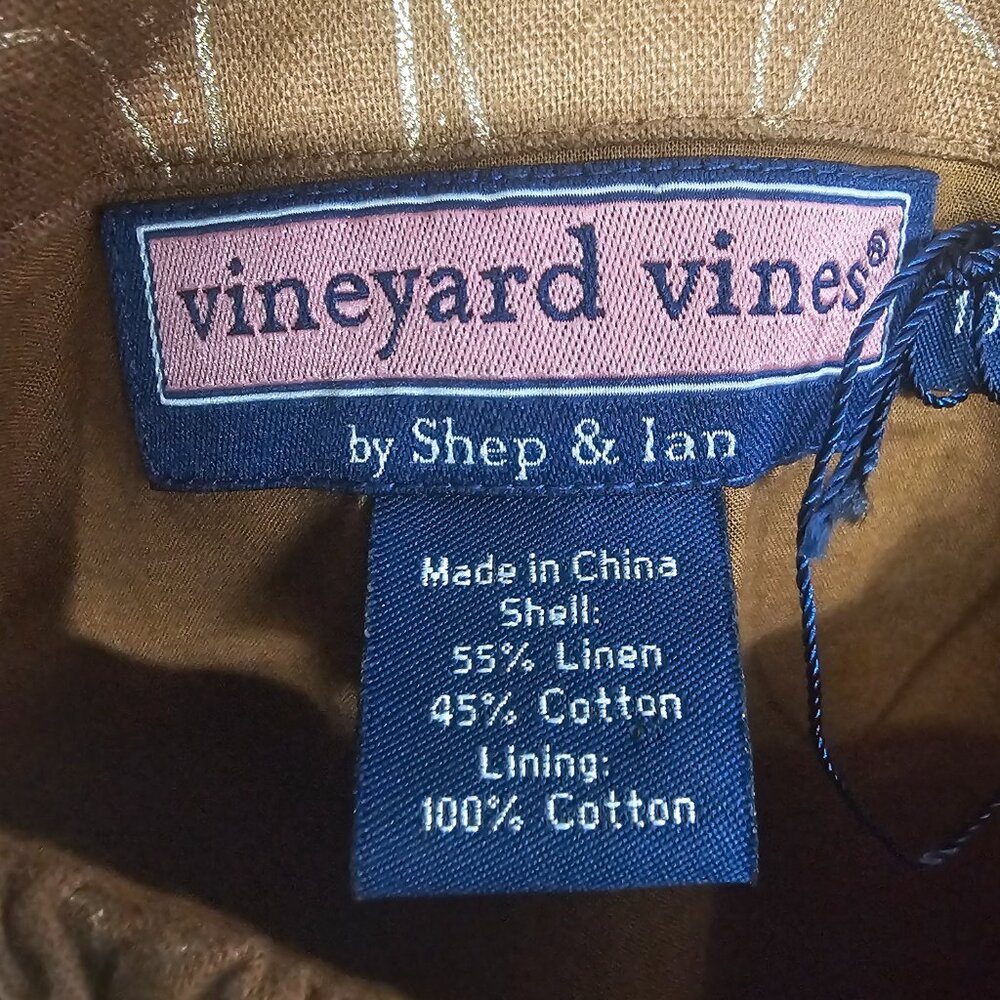 Vineyard Vines Dress Y2K Brown Starfish Beach Resort Preppy Linen Blend 10 - Picture 10 of 12